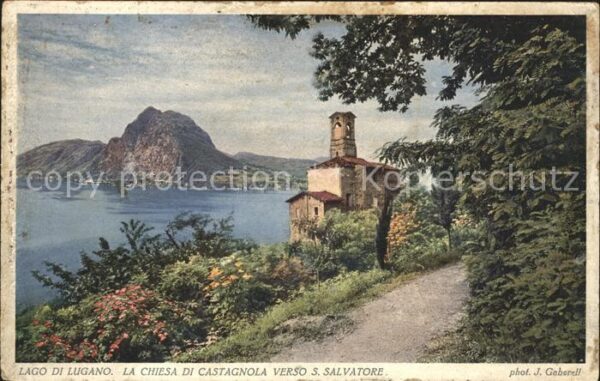 Foto Gaberell J. Nr. 5712 Lago di Lugano Chiesa di Castagnol