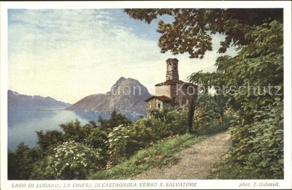 Foto Gaberell J. Nr. 5712 Lago di Lugano Chiesa di Castagnol