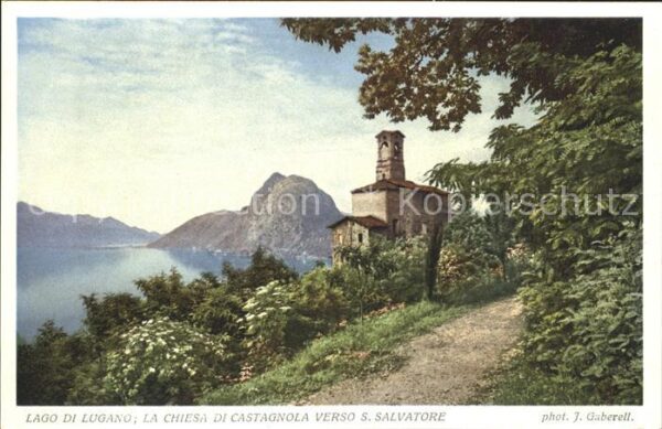 Foto Gaberell J. Nr. 5712 Lago di Lugano Chiesa di Castagnol