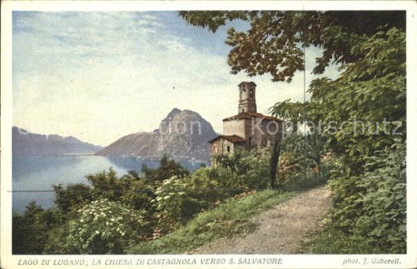 Foto Gaberell J. Nr. 5712 Lago di Lugano Chiesa di Castagnol
