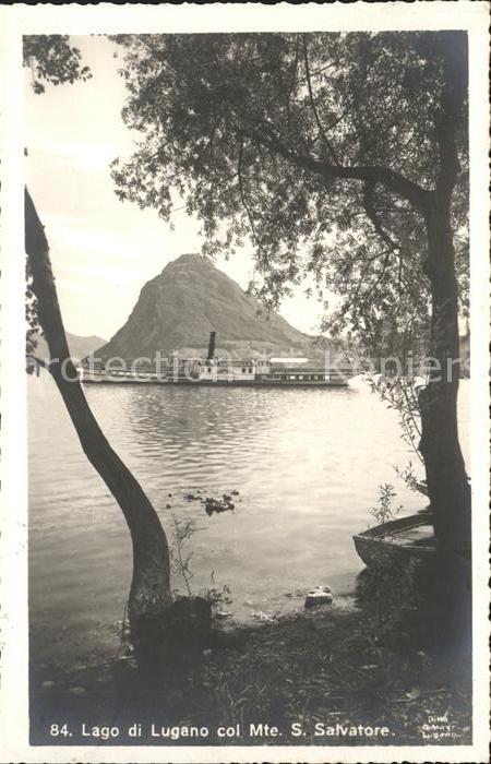 Dampfer Seitenrad Gottardo Lago di Lugano Monte S. Salvat