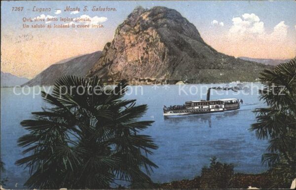 Dampfer Binnenschifffahrt Lugano Monte S. Salvatore Gedicht
