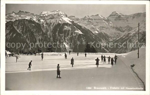 Schlittschuhlaufen Eislaufen Eisbahn Hausstockkette Braunwald