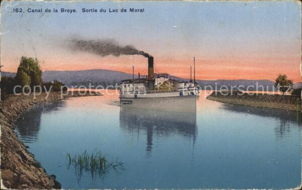 Dampfer Binnenschifffahrt Canal de la Broye Sortie Lac de Morat
