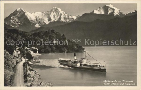 Dampfer Seitenrad Beatus Beatenbucht Thunersee Eiger Mönc