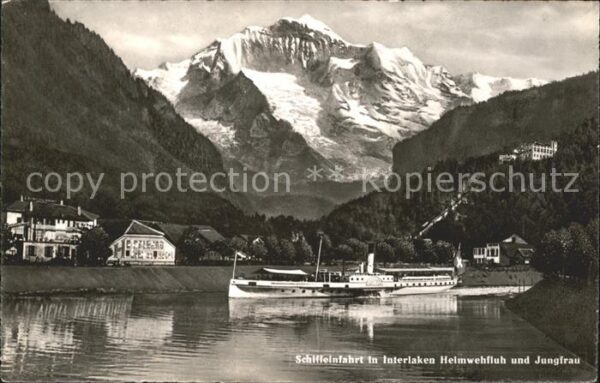 Dampfer Seitenrad Schiffeinfahrt Interlaken Heimwehfluh J
