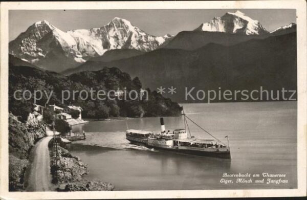 Dampfer Seitenrad Beatus Beatenbucht Thunersee Eiger Mönc