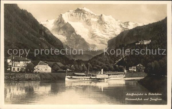 Dampfer Seitenrad Schiffeinfahrt Interlaken Heimwehfluh J