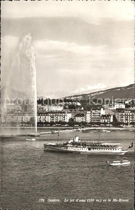 Dampfer Seitenrad Geneve Jet d_Eau Mont-Blanc