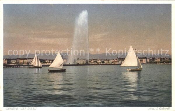 Foto Gaberell J. Nr. 12010 Geneve Jet d_Eau Segelboote