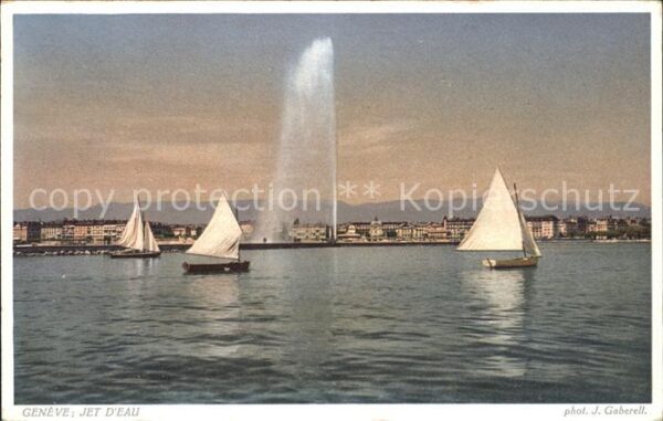 Foto Gaberell J. Nr. 12010 Geneve Jet d_Eau Segelboote