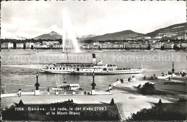 Dampfer Seitenrad Geneve La Rade Jet d_eau Mont-Blanc
