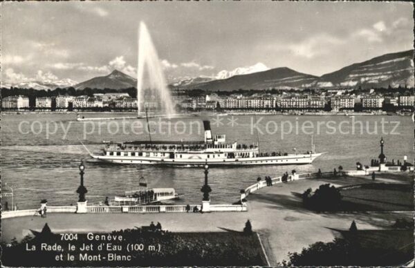 Dampfer Seitenrad Geneve La Rade Jet d_Eau Mont-Blanc