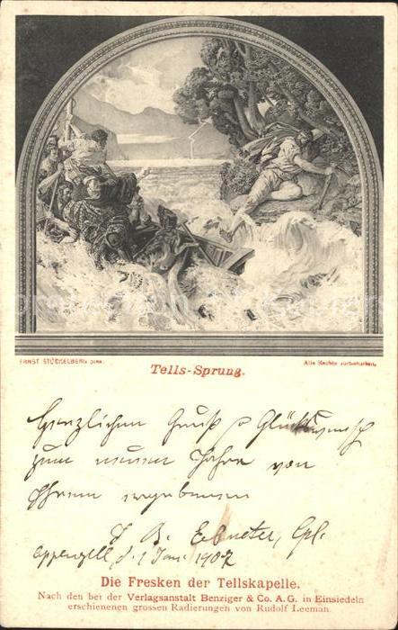 Tell Wilhelm Tells-Sprung Künstlerkarte Ernst Stöcke