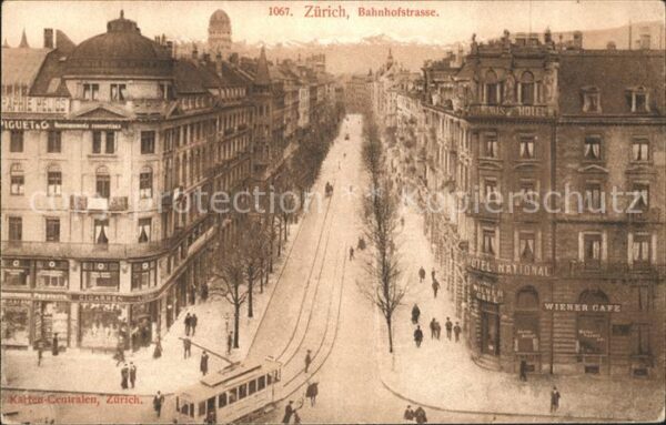Strassenbahn Zürich Bahnhofstrasse Wiener-Cafe  Hote