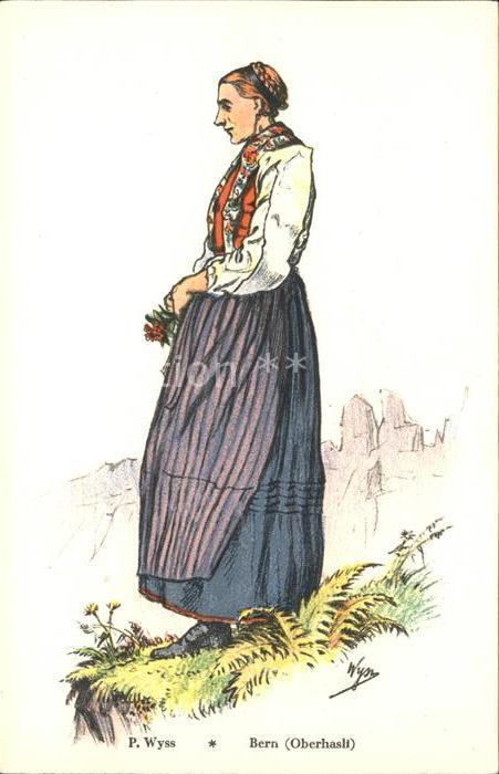 Trachten Schweiz Bern Künstlerkarte P. Wyss Litho