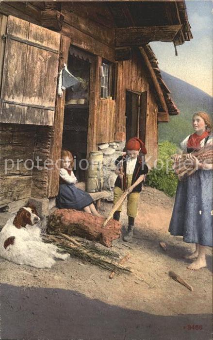 Bernhardiner Kinder Holzfäller Alm