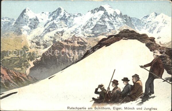 Schlitten Schnee Rutschpartie Schilthorn Eiger Mönch Jun