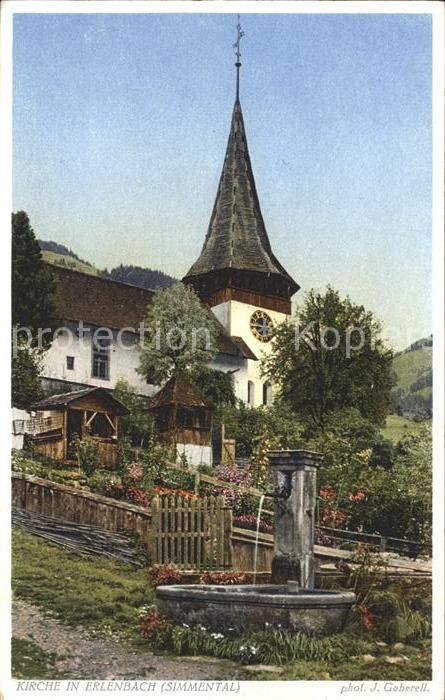 Foto Gaberell J. Nr. 7029 Kirche Erlenbach Simmental