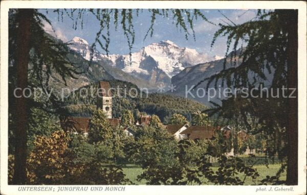 Foto Gaberell J. Nr. 4371 Unterseen Jungfrau Mönch