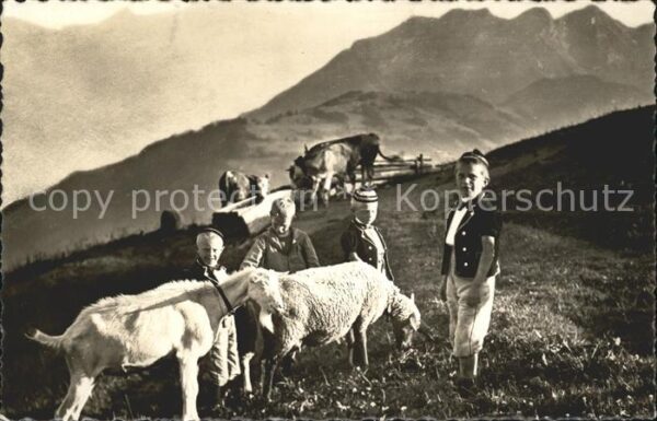 Ziege Schaf Kinder Trachten Alm
