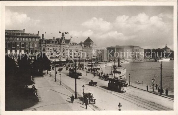 Stockholm Hafen Dampfer Strassenbahn Norddeutsche