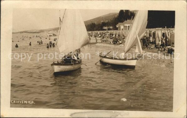 Crikvenica Kroatien Strandleben Segelboot