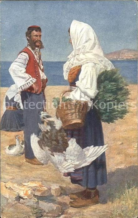 Trachten Kroatien Volkstracht Zadra Künstlerkarte L. Klei