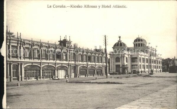 Madrid Spain La Coruna Kiosko Alfonso y Hotel Atlant