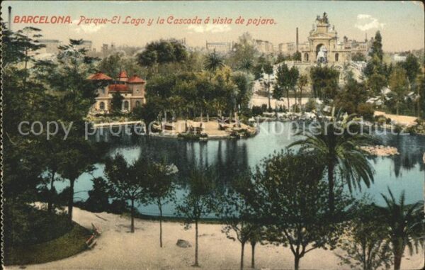 Barcelona Cataluna Parque El Lago y la Cascada d vista de