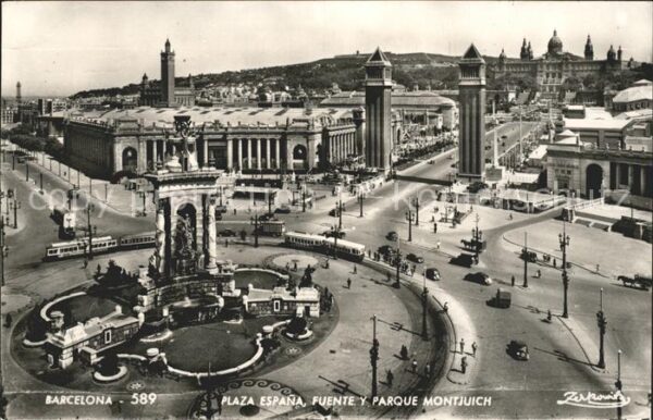 Barcelona Cataluna Plaza Espana Fuente Parque Montjuich
