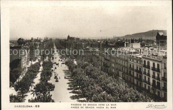 Barcelona Cataluna Paseo de Gracia hacia el mar