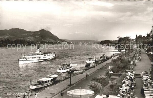 Dampfer Seitenrad Bad Godesberg Rheinpromenade Drachenfel