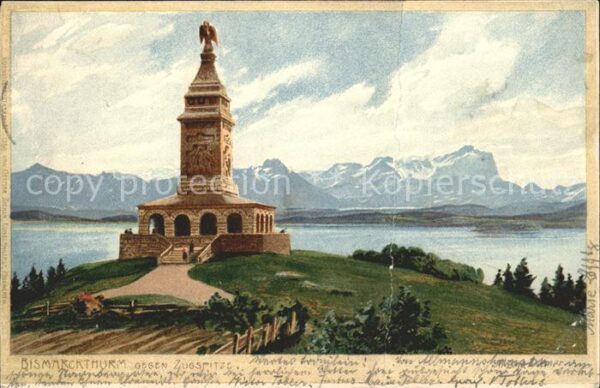 Bismarckturm Zugspitze Litho