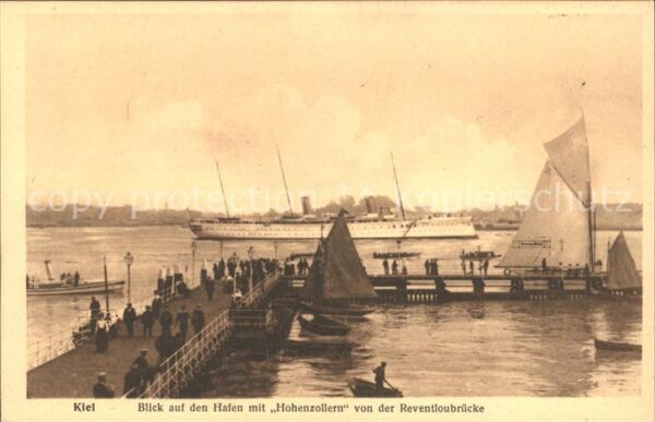 Dampfer Oceanliner Hohenzollern Segelboote Kiel Hafen