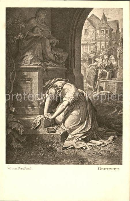 Verlag Ackermann Kuenstlerpostkarte Nr. 1185 Wilhelm von Kaulbach Gretchen