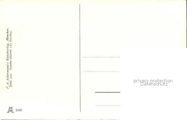 Verlag Ackermann Kuenstlerpostkarte Nr. 1187 Wilhelm von Kaulbach Mignon Schutz – Bild 2