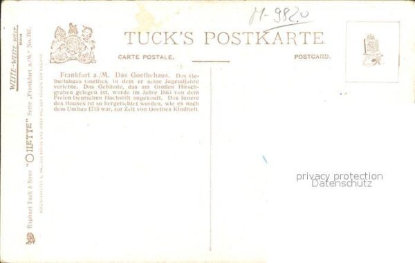 Verlag Tucks Oilette Nr. 701 Frankfurt am Main Göthehaus Charles – Bild 2