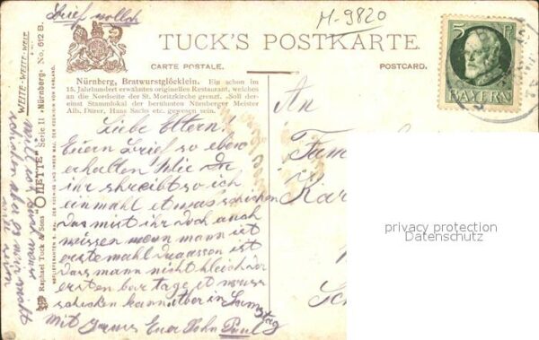 Verlag Tucks Oilette Nr. 612 B Nürnberg Bratwurstglöcklein Charl – Bild 2