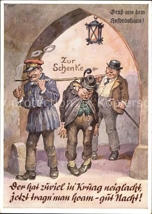 Hofbraeuhaus Muenchen Bier Polizist Zigarillo Humor