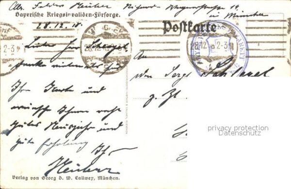 Kriegsweihnacht Künstlerkarte Richard Klein Bayerische – Bild 2