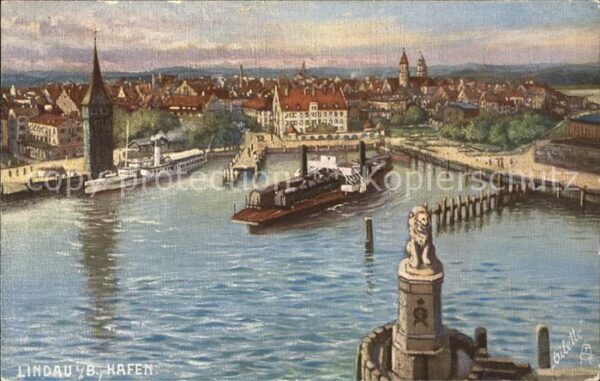 Verlag Tucks Oilette Nr. 736 Lindau im Bodensee Hafen Leuchtturm