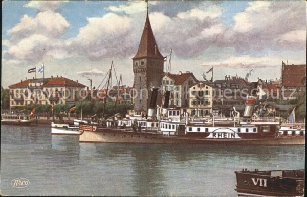 Verlag WIRO Wiedemann Nr. 2867 Lindau-Bodensee Hafenpartie Leucht