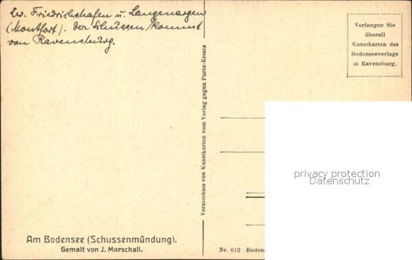 Kuenstlerkarte J. Marschall Am Bodensee Schussenmündun – Bild 2