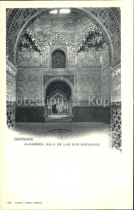 Verlag Hauser Y Menet Nr. 108 Granada Alhambra Sala de Las Dos He