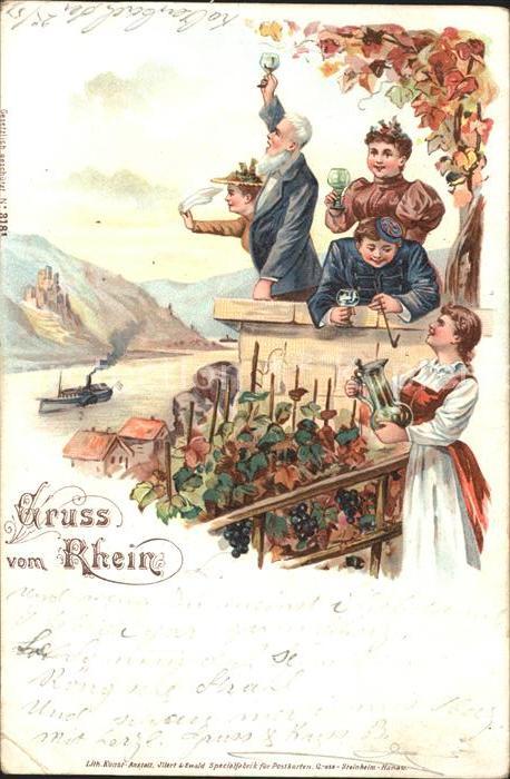 Wein Trauben Weinrebe Rhein Litho