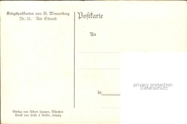 Wennerberg Brynolf Am Strand Nr. 21 Kriegspostkarte – Bild 2