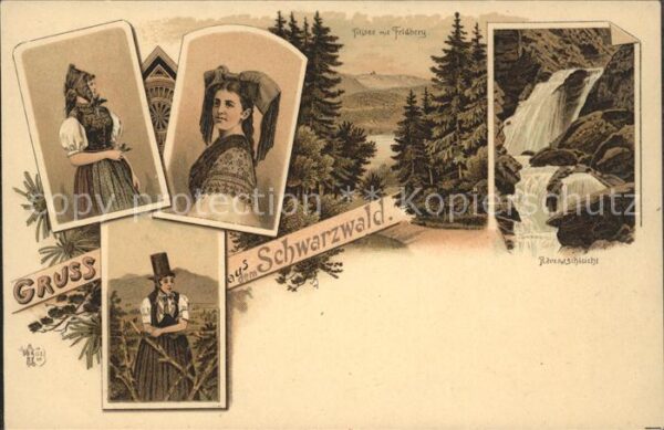 Trachten Schwarzwald Titisee Feldberg Ravennaschlucht Litho