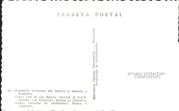 Madrid Spain Cabecera del Rastro y estatua a Cascorr – Bild 2