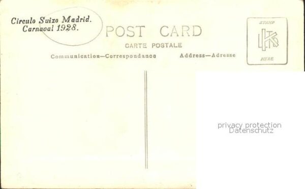 Madrid Spain Circulo Suizo Madrid Carneval 1928 – Bild 2